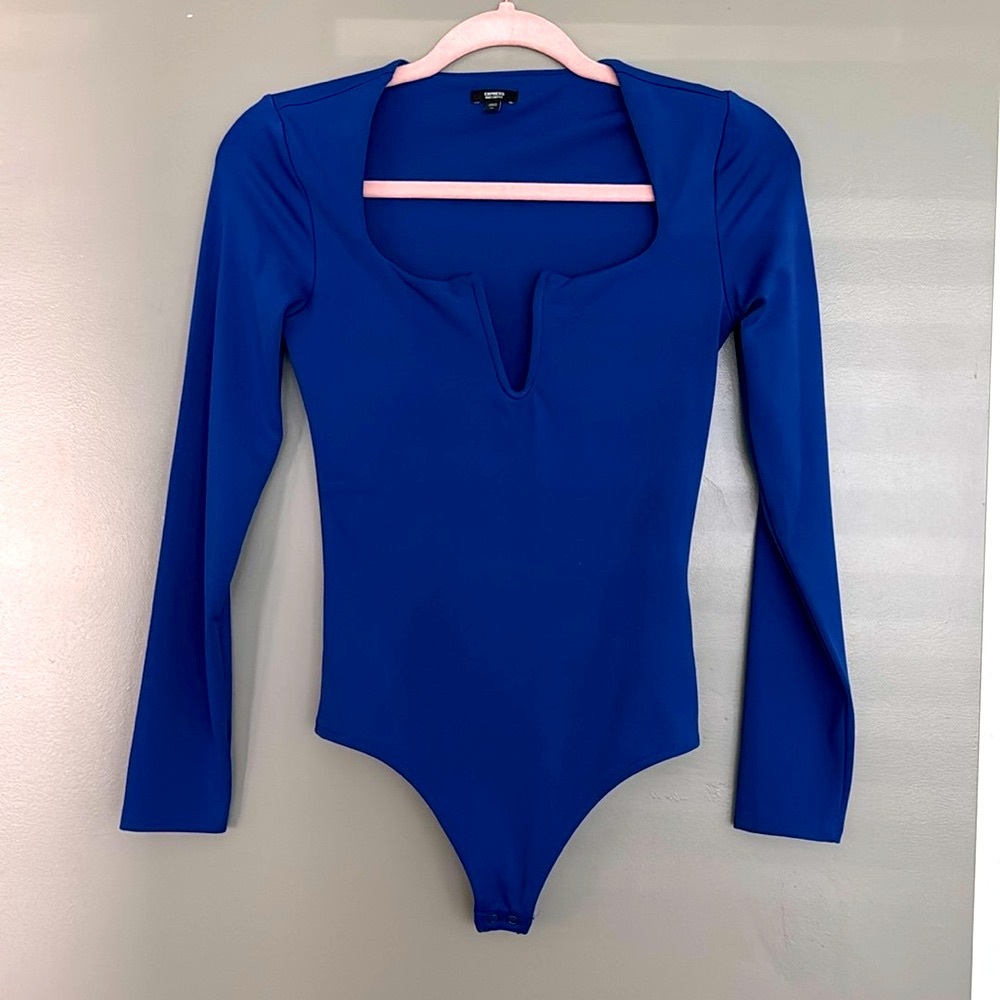 NWOT ROYAL BLUE V FRONT BODY CONTOUR BODYSUIT, XS